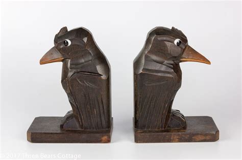 Art Deco Wooden Bird Bookends at 3bc Vintage Shop