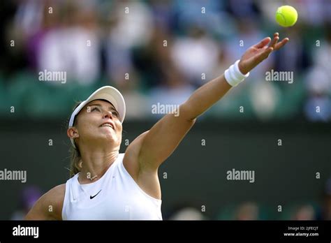 Paula Badosa serving against Petra Kvitova during day six of the 2022 ...