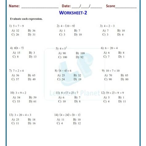 Stream Bodmas Worksheets For Grade 6 !!HOT!! from Glabcepterni | Listen online for free on ...