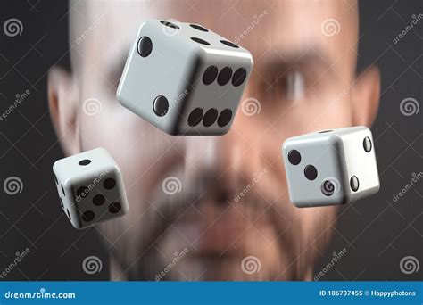 Falling Dice. Motion Blurred Man in Background Stock Image - Image of indoors, probability ...