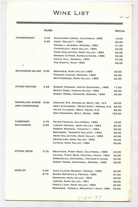 Fog City Diner Menu & Matchbook Las Vegas Nevada - Hotels, Motels