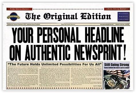 Fake Newspaper Headlines Front Page Gift Prank