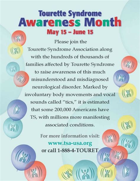 Tourette Syndrome Awareness Month is May 15 through June 15! Please repin this to help raise ...