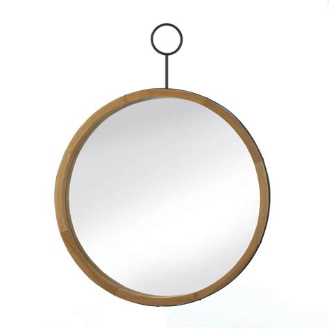 Eva Round Wood-Frame Mirror Round Hook