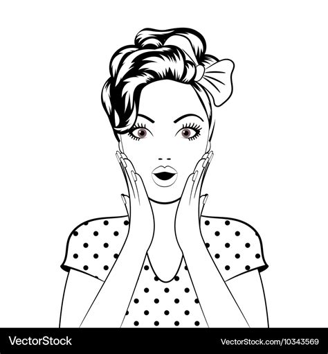 Black line art woman face Royalty Free Vector Image