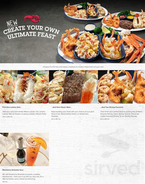 Red Lobster menu in Thousand Oaks, California, USA