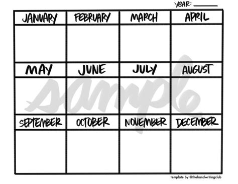 Year Calendar Printable PDF Digital Download - Etsy