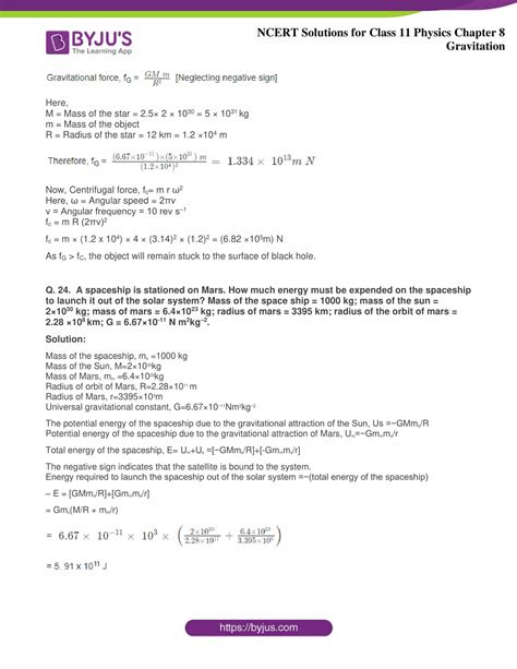 NCERT Solutions for Class 11 Physics Chapter 8 Gravitation