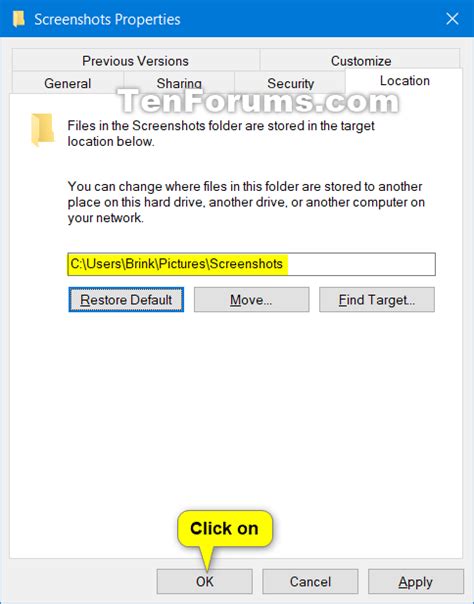 Change or Restore Default Location of Screenshots Folder in Windows 10 ...