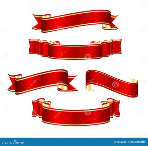 Red Ribbon Banner Collection Set Stock Vector - Illustration of ...