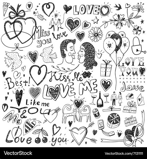 Love doodles set Royalty Free Vector Image - VectorStock