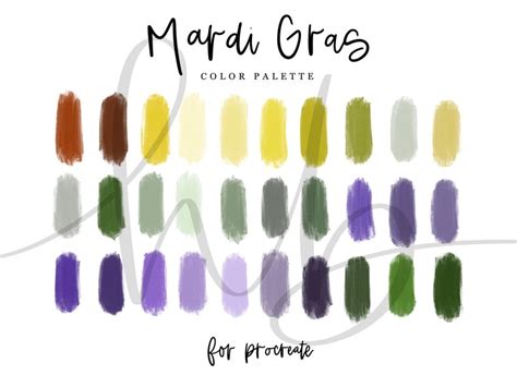 Mardi Gras Procreate Color Palette | Etsy