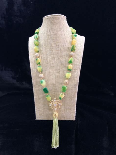 Green Gemstone Decorative Necklace | Latest necklace design, Green gemstones, Necklace