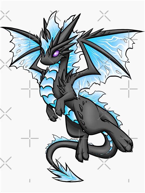 Blue Lightning Dragon Sticker by Rebecca Golins | Cute dragon drawing ...