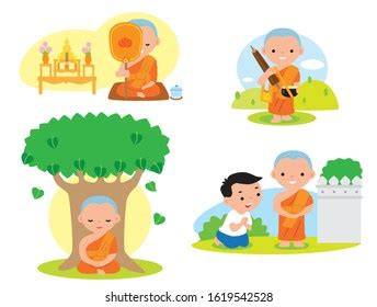 Thai Monk Religious Ceremony Stock Vector (Royalty Free) 1619542528 ...