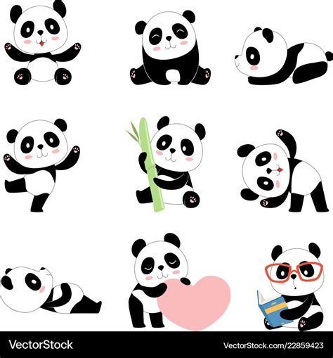 Cute panda characters chinese bear newborn happy Vector Image