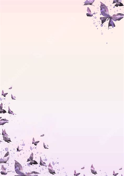 Butterfly In An Ink Style With Purple Watercolor Splashes Page Border ...