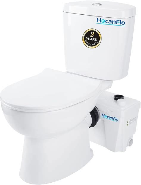 Macerating Toilet with 500 Watt Macerator Pump, Upflush Toilet For Basement including Toilet ...