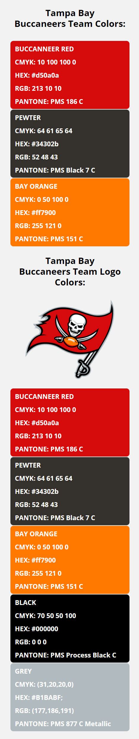 Tampa Bay Buccaneers Team Colors | HEX, RGB, CMYK, PANTONE COLOR CODES ...