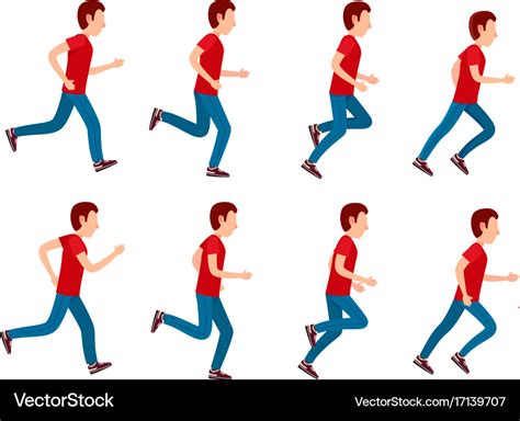 Running man animation sprite set 8 frame loop Vector Image