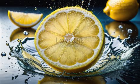 A Lemon Slice In Slow Motion Splashes Water Picture And HD Photos ...