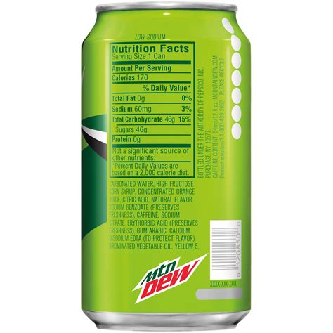 Albums 93+ Wallpaper 12 Oz Can Of Mountain Dew Nutrition Facts Latest