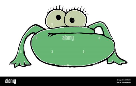 Front view funny frog cartoon style drawing Stock Photo - Alamy