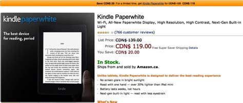 Amazon.ca Sale: Kindle Paperwhite Available for $20 Off with Free ...