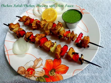 Chicken Kebab/Chicken Skewers with Mint Sauce ~ Minu's Kitchen