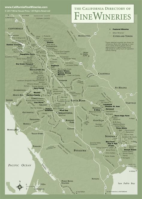 Sonoma County Map Of California Fine Wineries – Map Of Wineries In ...