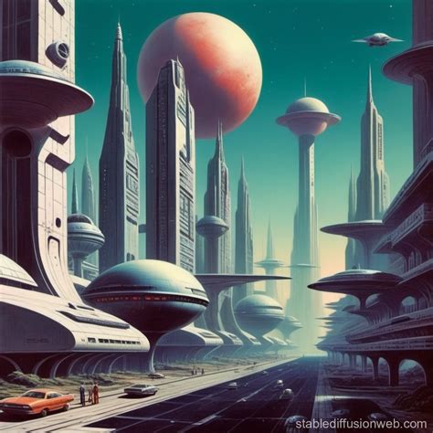 Retrofuturistic Old-School Space City | Stable Diffusion Online