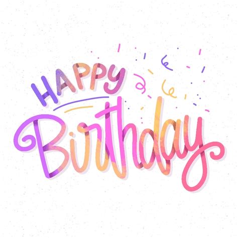 Colorful happy birthday lettering with confetti | Free Vector