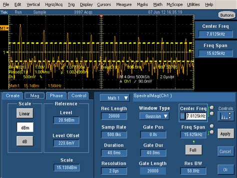 Spectral analysis with the Tektronix 5000 oscilloscope