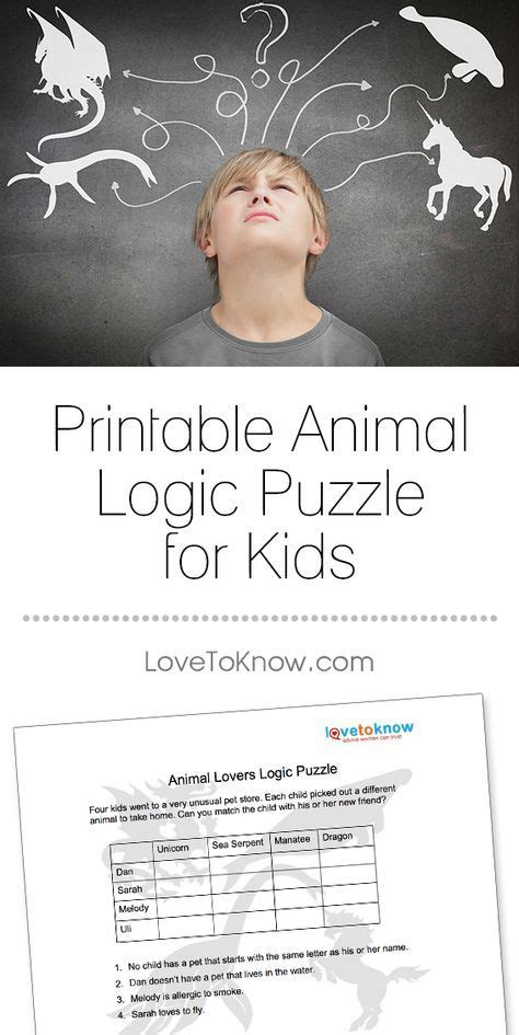 Printable Logic Puzzles For Kids Lovetoknow