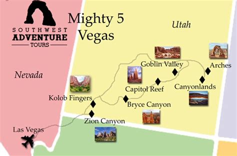 Mighty 5 Map | Utah travel, Utah road trip, Las vegas