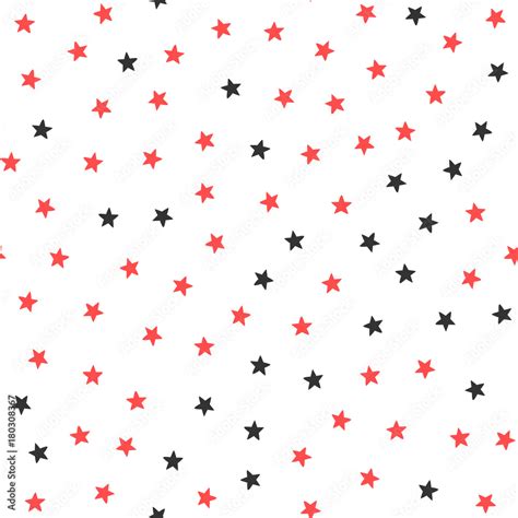 Black and red stars on white background. Seamless pattern. Stock Vector | Adobe Stock