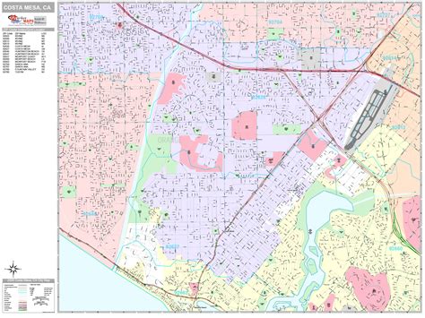 Costa Mesa California Wall Map (Premium Style) by MarketMAPS