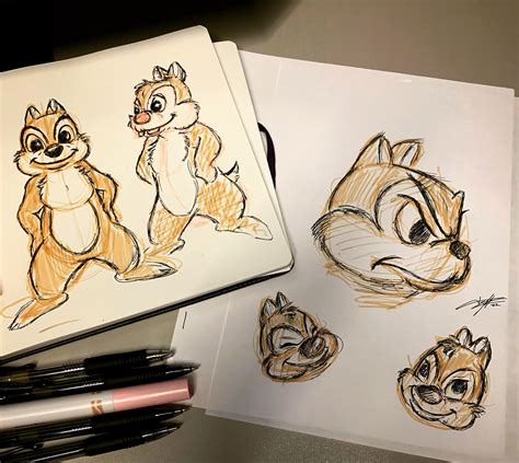 Some Chip n Dale sketches from this morning. Thanks for looking! : r/disney