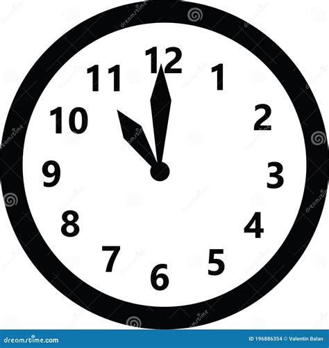 Round Clock Face Showing Eleven O`clock Vector Illustration ...