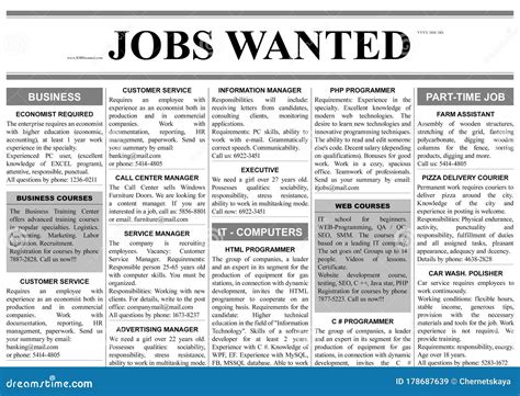 Job Search. Newspaper Full Of Advertisements Editorial Image ...