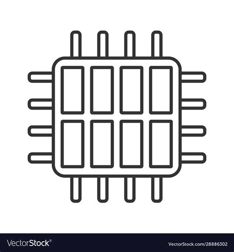 Octa core processor linear icon Royalty Free Vector Image