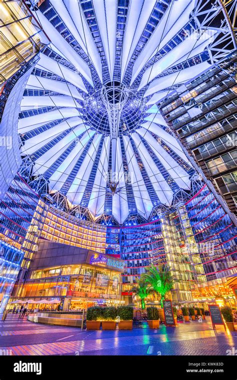 Famous Sony Center at Potsdamer Platz illuminated at night in Berlin, Germany Stock Photo - Alamy