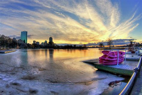 Boston Skyline Sunset and a Frozen Charles River Photograph by Joann Vitali | Fine Art America