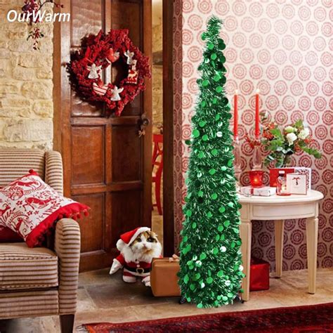 Aliexpress.com : Buy OurWarm New Year Artificial Tinsel Christmas Tree 5ft Pop up Fake Christmas ...