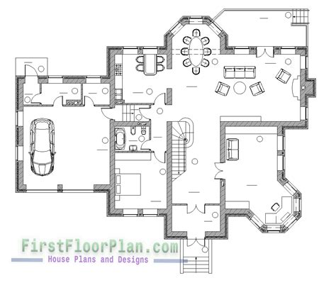 Duplex House plans and Designs with free AutoCAD file - First Floor Plan - House Plans and Designs