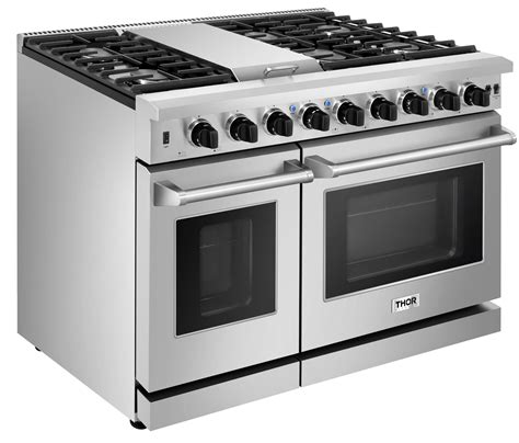 Thor Kitchen 48 in. 6.8 cu. ft. Double Oven Propane Gas Range in Stain