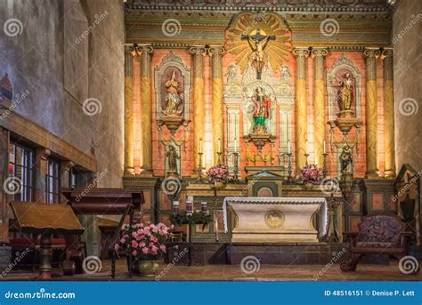 Old Mission Santa Barbara Church Interior Altar Stock Image - Image of ...