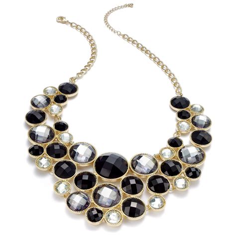 Inc International Concepts Goldtone Jet Round Stone Bib Necklace in ...