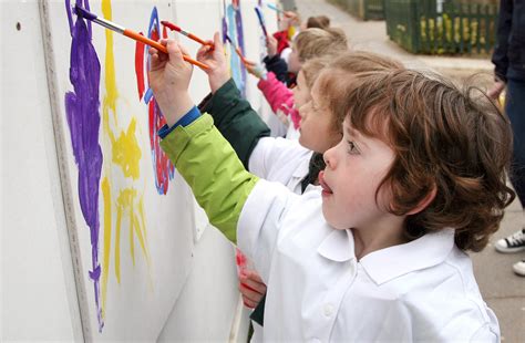 Children-painting-wall - Wivenhoe Park Day Nursery