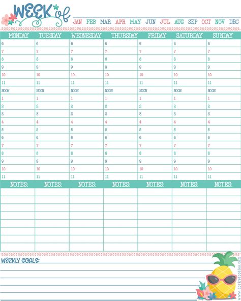 Hourly Planner Printable | Daily planner printables free, Weekly planner free, Weekly planner ...